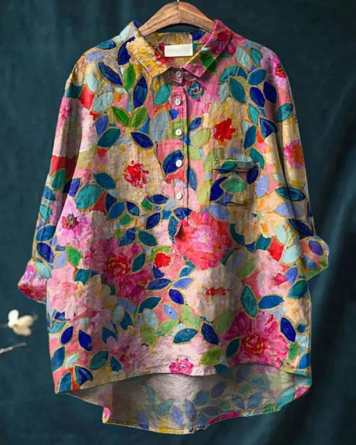 Antonella – Floral Cotton-Linen Shirt