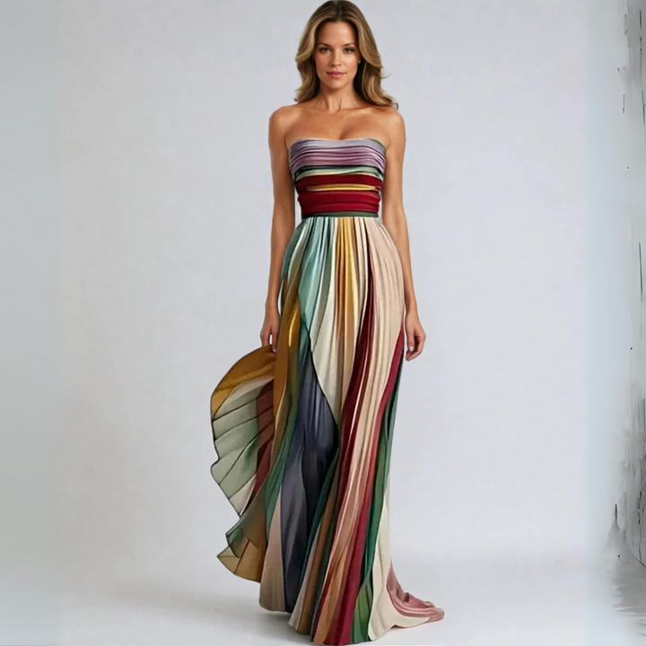Briar - Elegant Strapless Patchwork Maxi Dress