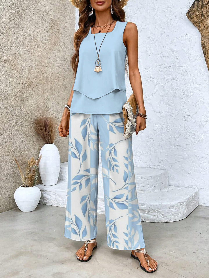 Aisla - Double-Layer Top and Pants Set