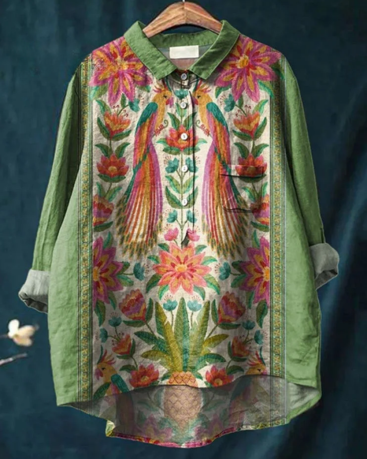 Antonella – Floral Cotton-Linen Shirt