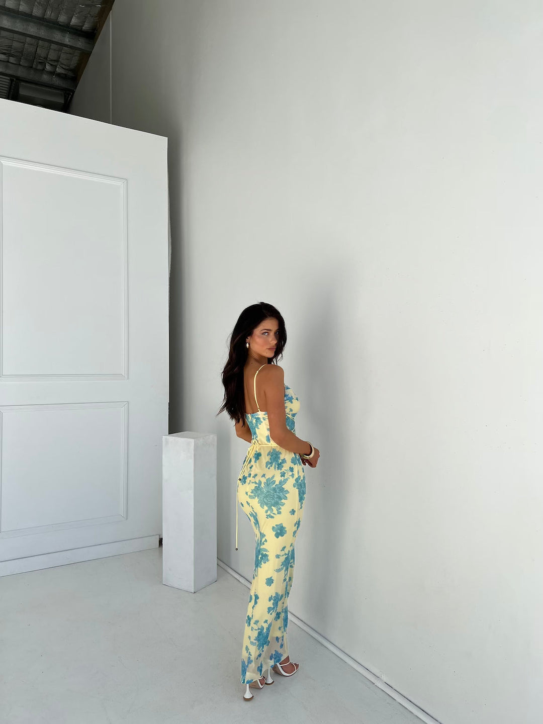 Aisara - Backless Print Bodycon Maxi Dress