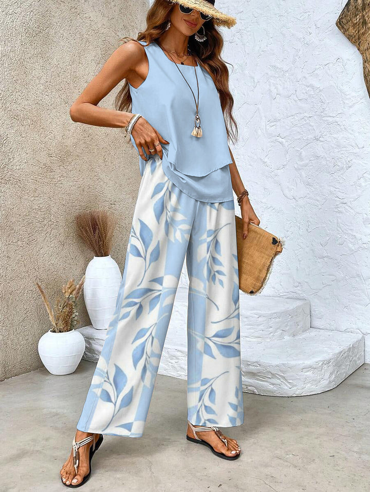 Aisla - Double-Layer Top and Pants Set
