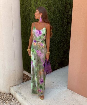 Aubrey - Elegant Detachable Scarf Halo Dye Maxi Dress