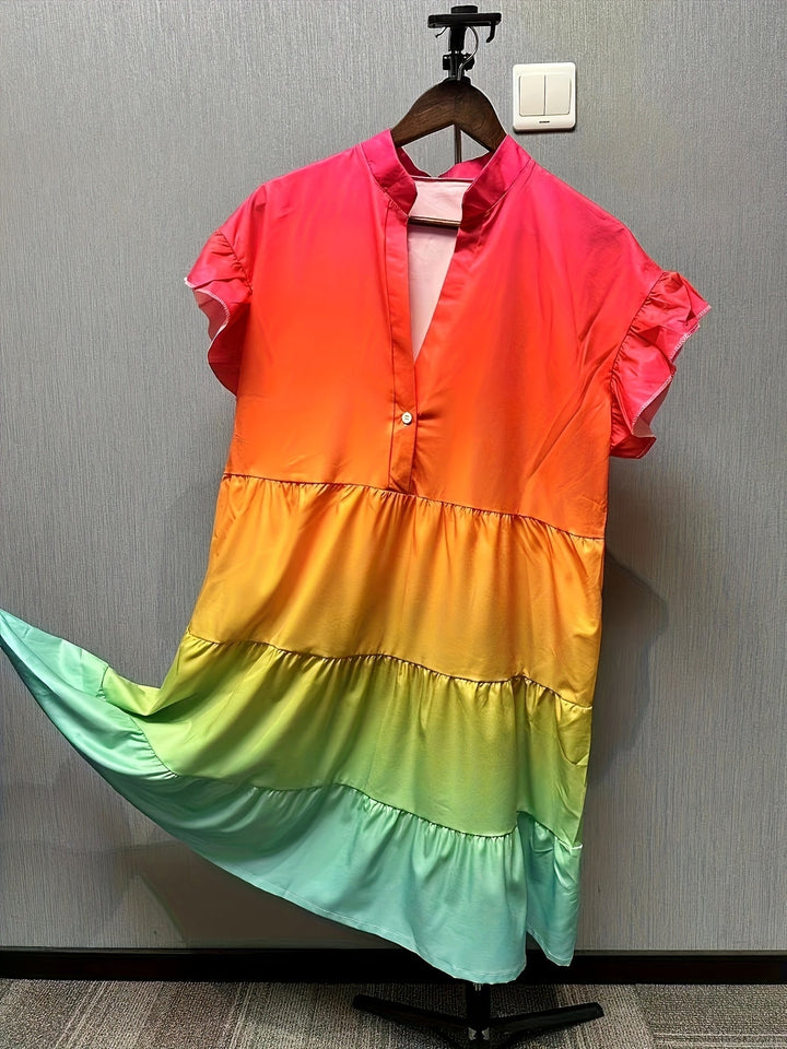 Oriana - Effortless Elegance Rainbow Color Dress