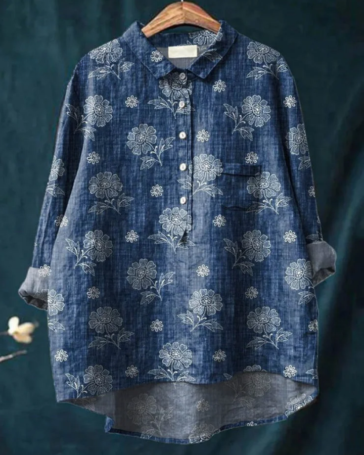 Antonella – Floral Cotton-Linen Shirt
