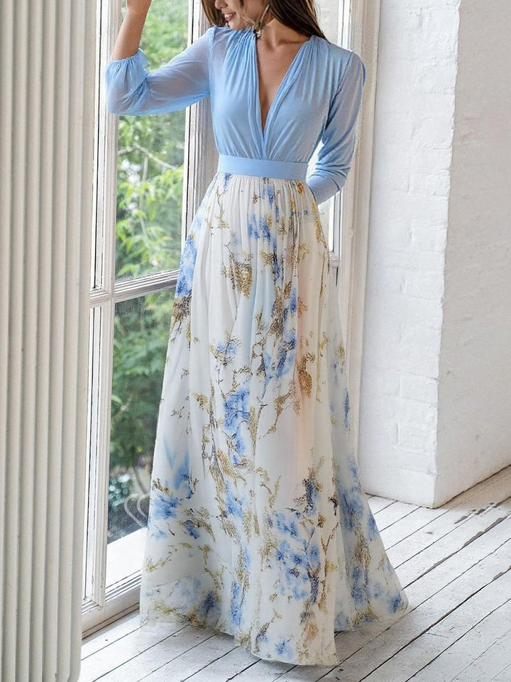 Alexa - Elegant Long Sleeve Floral Maxi Dress