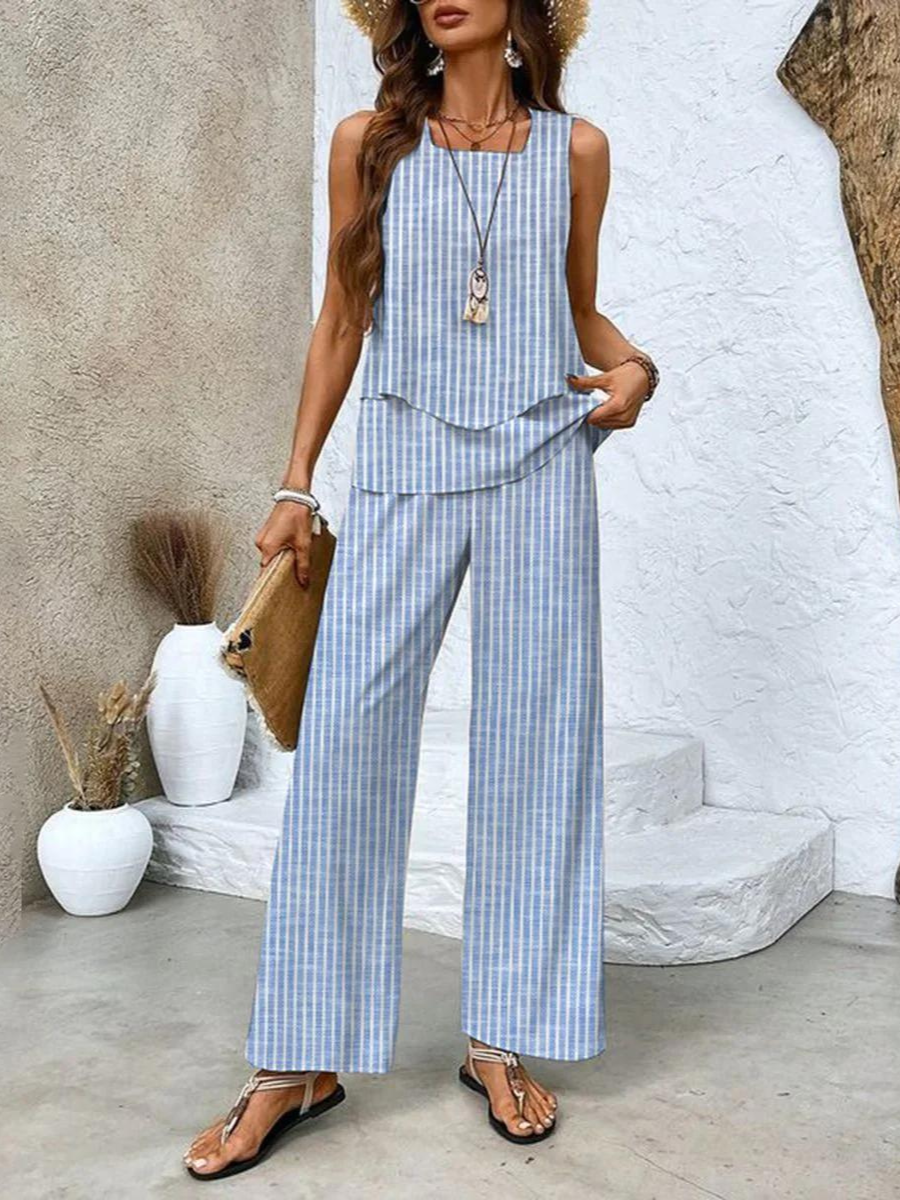 Aisla - Double-Layer Top and Pants Set