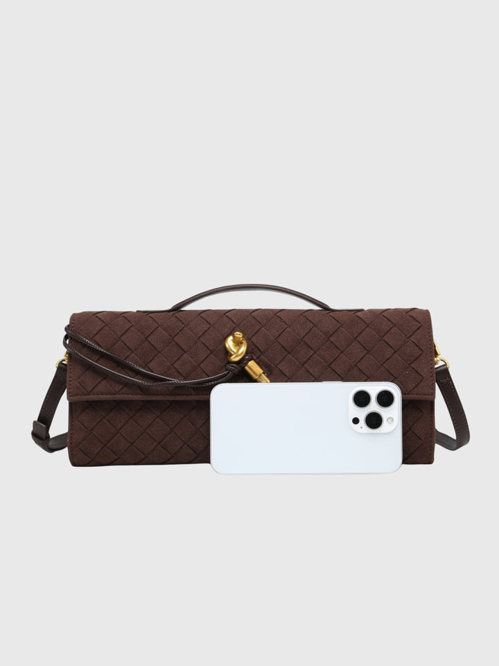 Cherry | Luxe Woven Suede Clutch