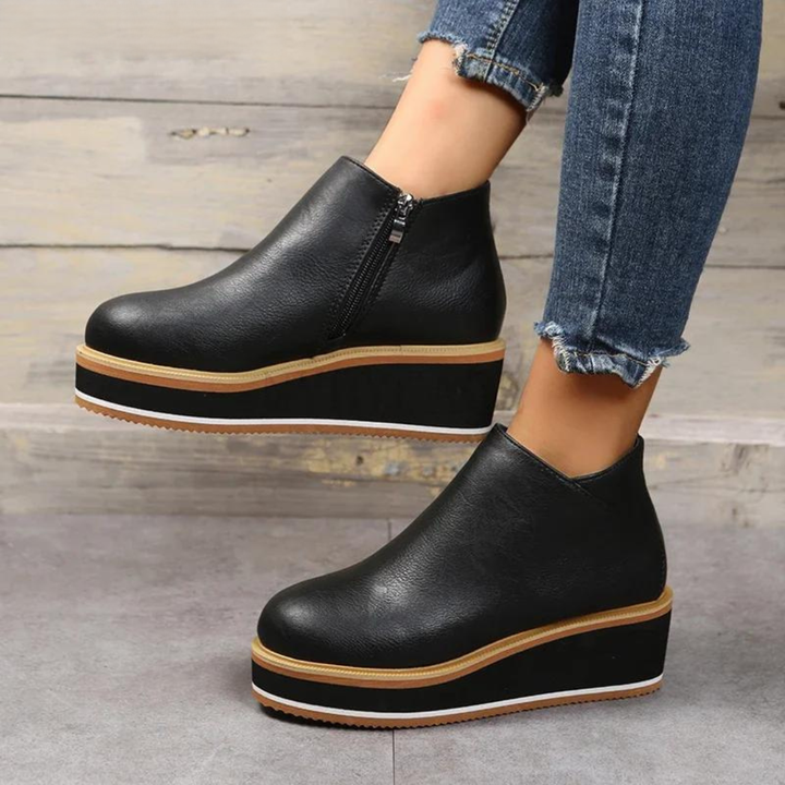 LUCY | Orthopedic Leather ComfortStep Ankle Platform Boots