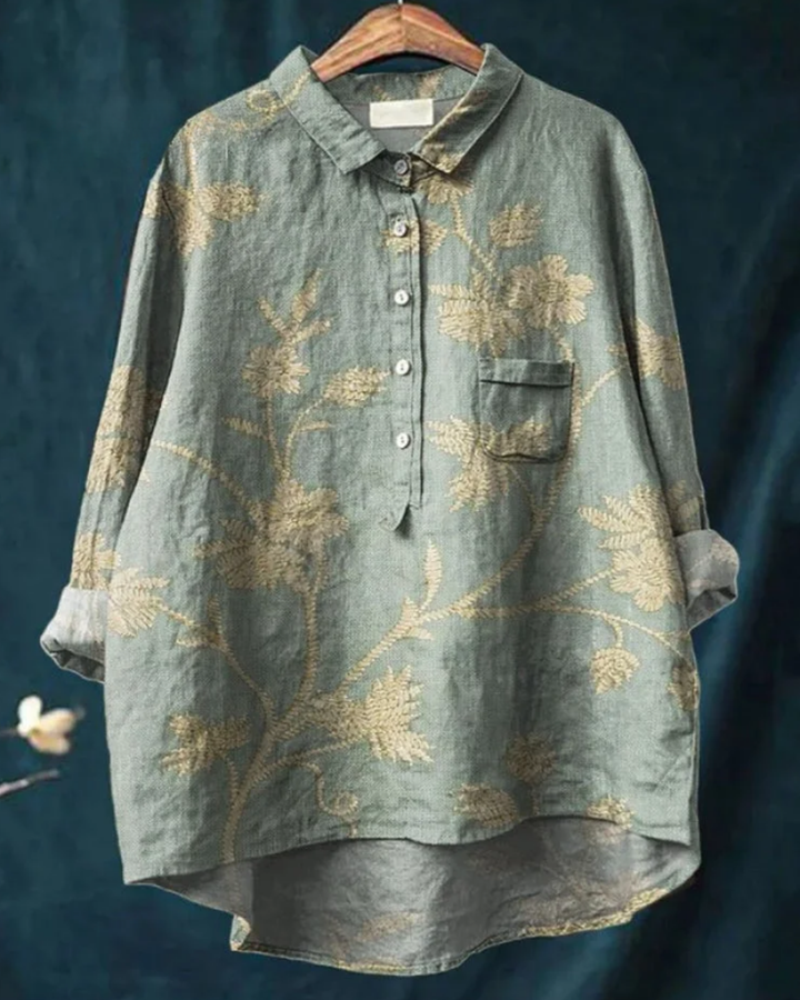 Antonella – Floral Cotton-Linen Shirt