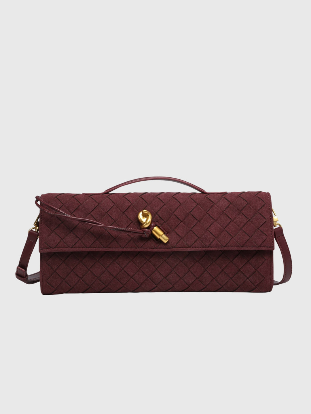 Cherry | Luxe Woven Suede Clutch