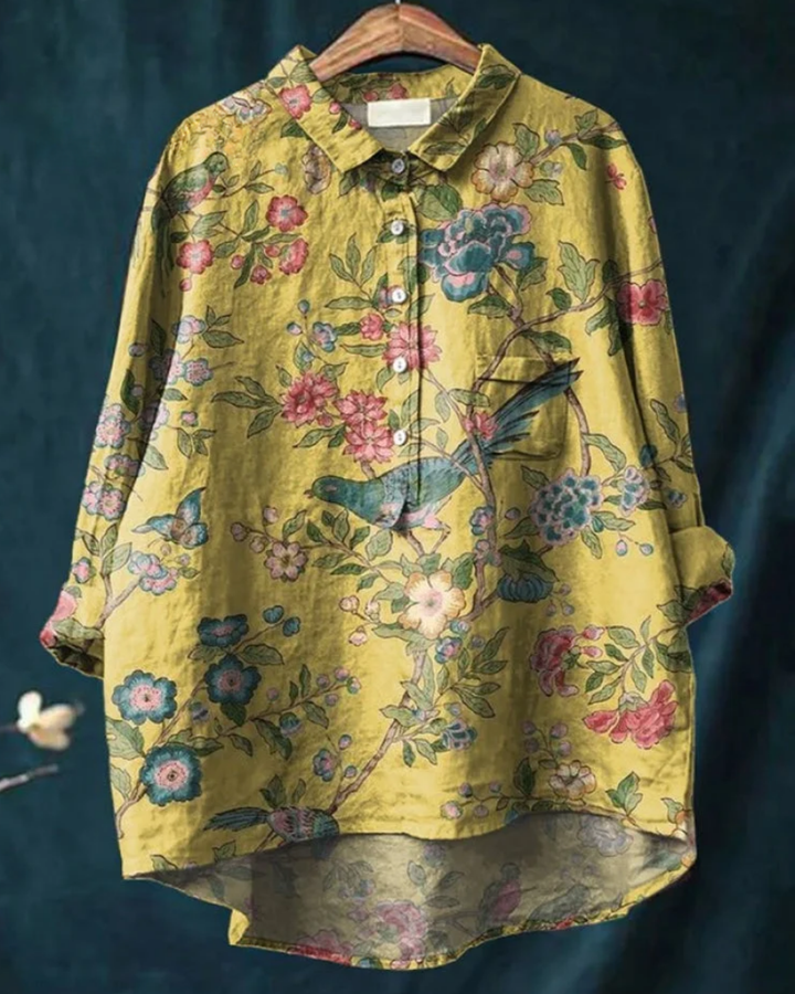 Antonella – Floral Cotton-Linen Shirt