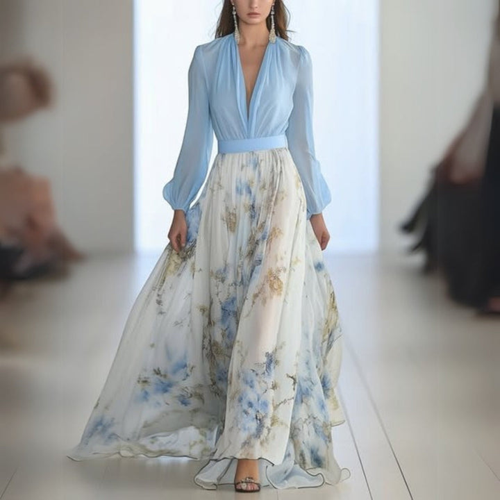 Anarose - High Waist Puff Sleeve Dress