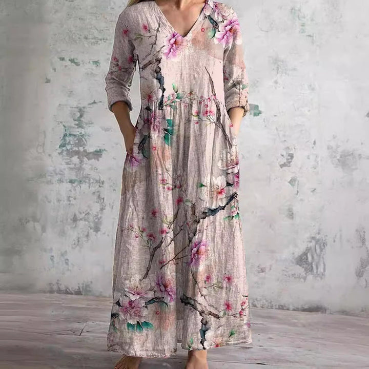 Ivory - Floral Whimsy Boho Maxi Dress