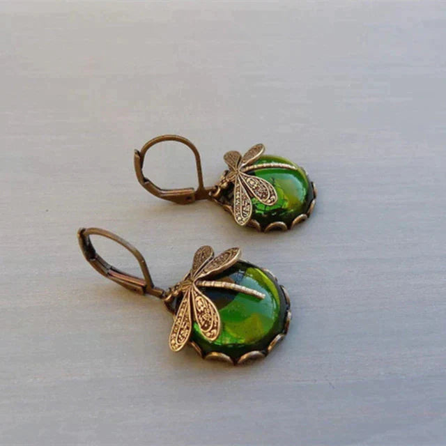 Avery - Fashionable Bronze Dragonfly Moonstone Earrings