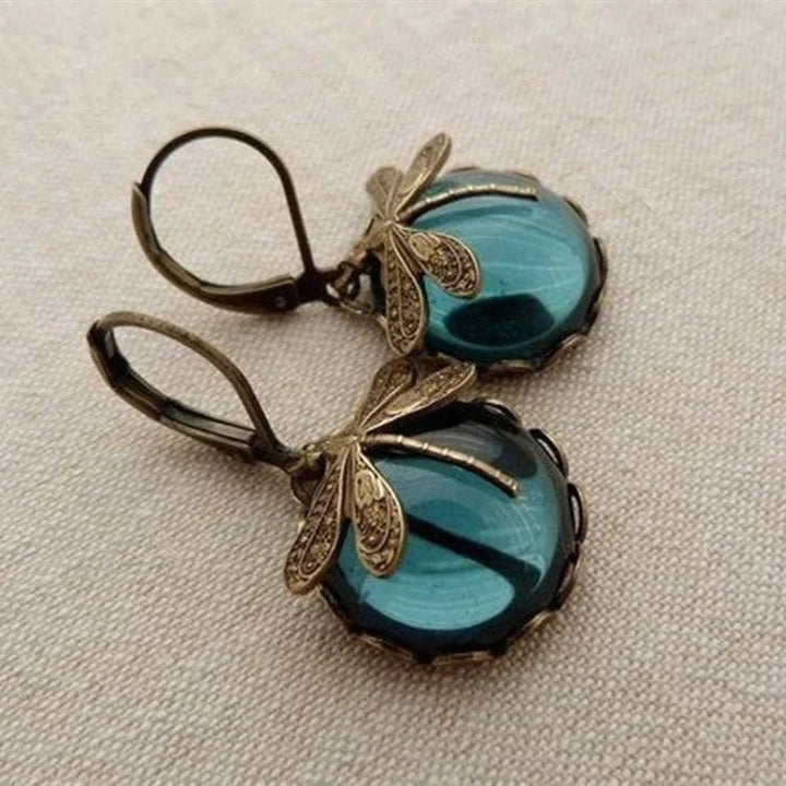 Avery - Fashionable Bronze Dragonfly Moonstone Earrings