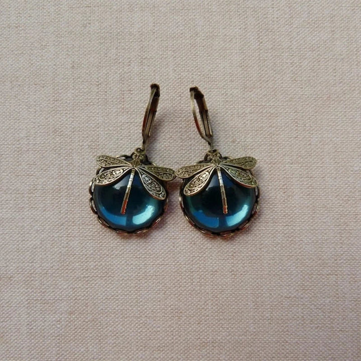 Avery - Fashionable Bronze Dragonfly Moonstone Earrings