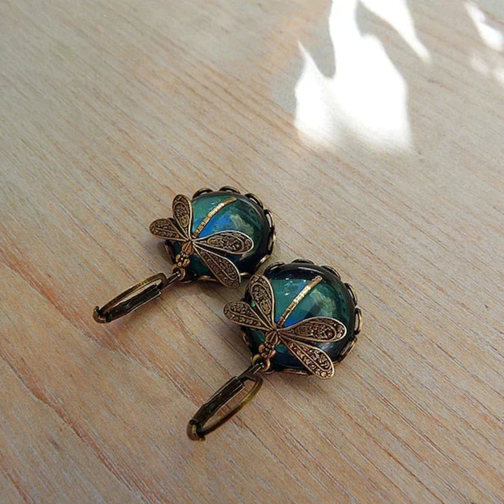 Avery - Fashionable Bronze Dragonfly Moonstone Earrings