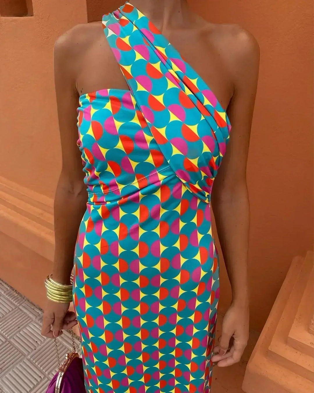 Allison - Vintage One-Shoulder Slim Fit Maxi Dress