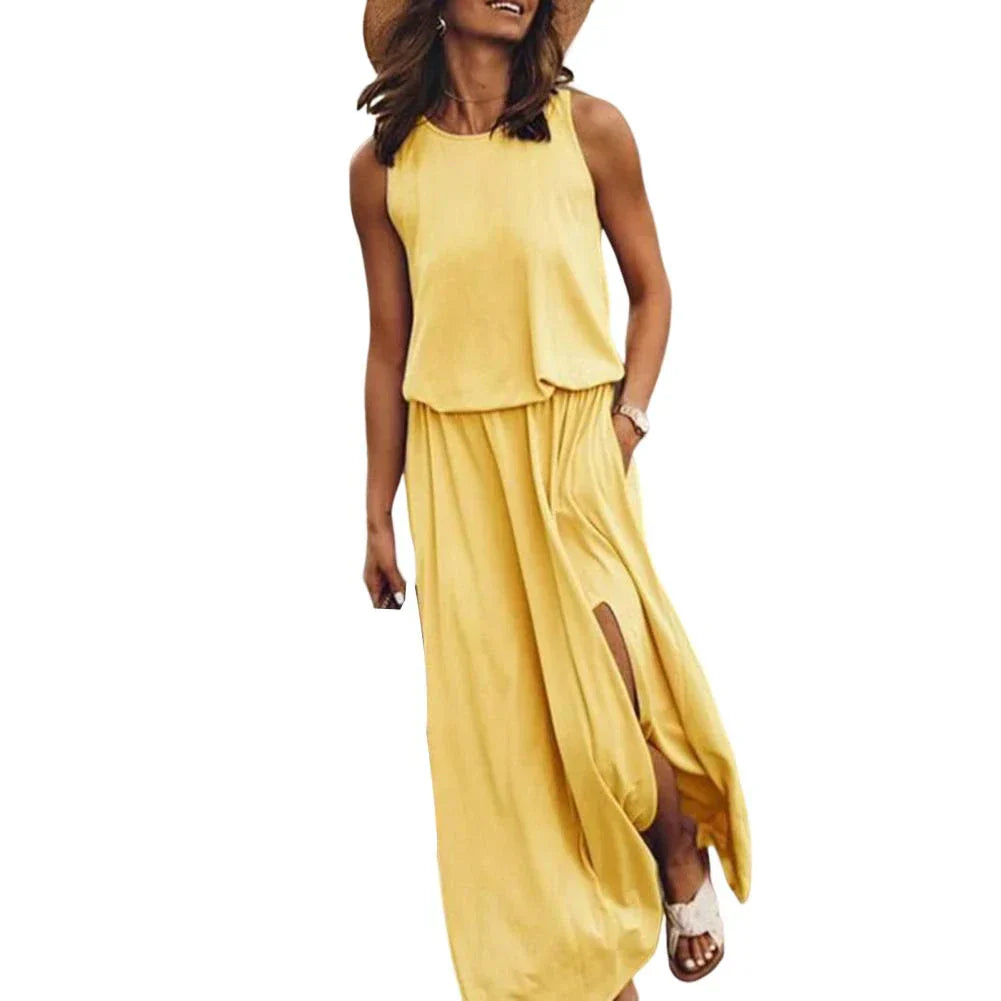 Lyric - Casual Sleeveless Slit Maxi Dress