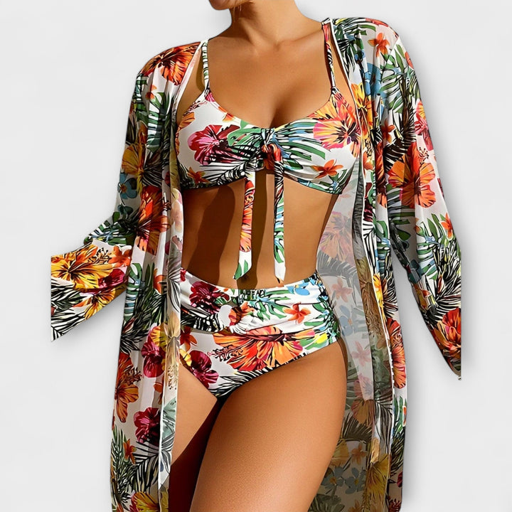 Ariel - High Waisted Bikini 3 Pieces Floral Bikini Set