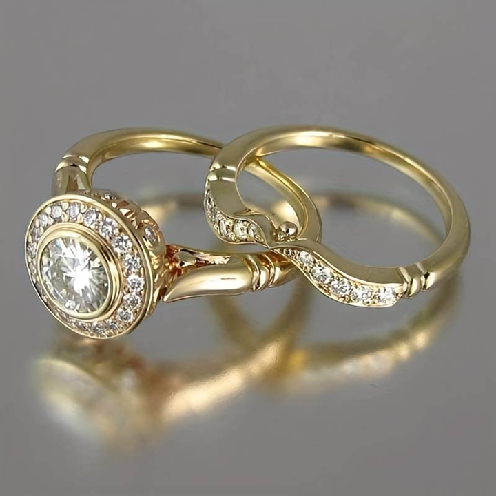 Alana - Stylish Gold Rhinestone Combo Ring