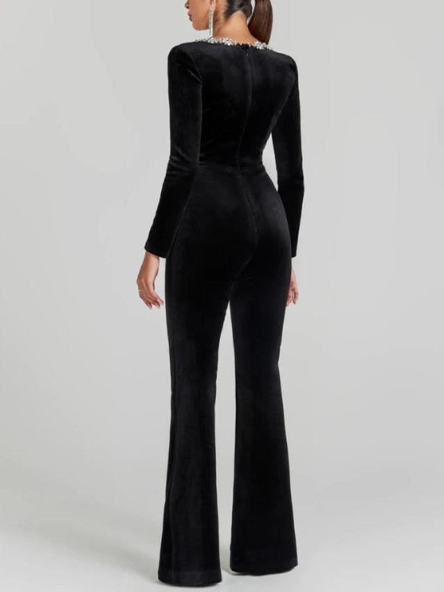 Anouk - Glamorous Crystal Detail Flared Jumpsuit