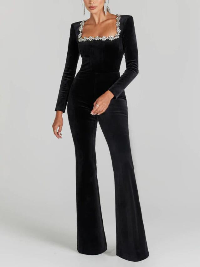 Anouk - Glamorous Crystal Detail Flared Jumpsuit