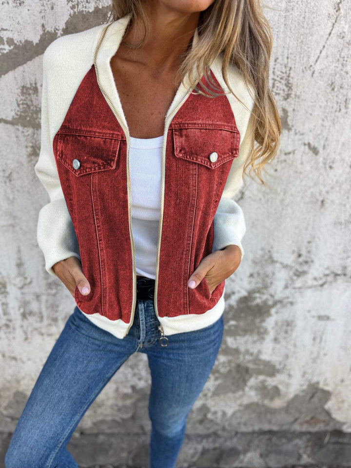 Nell - Trendy Denim Patchwork Jacket