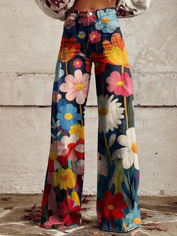 Annika - Flower Power Retro Flare Pants