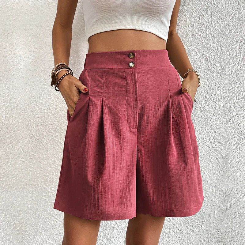 Azaline - Casual Elastic Waist Multi-Color Shorts