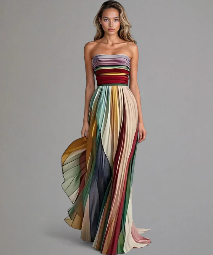 Briar - Elegant Strapless Patchwork Maxi Dress